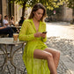 👗✨ Elegantes Damen Chiffon-Set – Transparente Langarm-Strickjacke & Highwaist-Shorts | Ultraleicht, Atmungsaktiv & Perfekt für Urlaub, Strand & Resort!