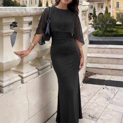 ✨ Elegantes Cape Meerjungfrau Maxikleid | Abendkleid mit Schleppe 🌹 Festlich & Glamourös