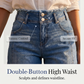 🔥50% RABATT🔥 Damen Lässige Stretch-Jeansshorts | Hochbund | Doppelknopf ✨