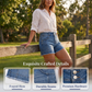 🔥50% RABATT🔥 Damen Lässige Stretch-Jeansshorts | Hochbund | Doppelknopf ✨