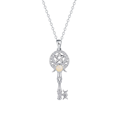 🔮  Leuchtende Opal-Schlüssel-Halskette – Zarter Glanz, elegant & leicht – Perfekte Geschenkidee für besondere Momente ✨