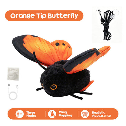 【🎁✨Limitiertes Angebot – 50% Rabatt】🐱 Elektrisches Schmetterlings-Katzenspielzeug mit Aufhängung – automatische Flügelbewegung, elastische Leine & weckt den Jagdinstinkt 🦋