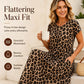 🐆 50 % RABATT! 👗 Maxikleid für Damen mit Leopardenmuster und Taschen, lässiges langes Kleid mit kurzen Ärmeln – Bequem