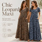 🐆 50 % RABATT! 👗 Maxikleid für Damen mit Leopardenmuster und Taschen, lässiges langes Kleid mit kurzen Ärmeln – Bequem