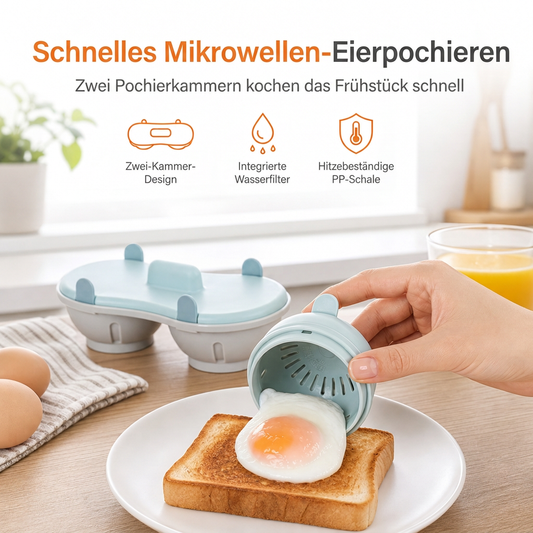 🥚 50% RABATT! 🍳 Eierdämpfer für die Mikrowelle – Zwei Fächer & schnell ✨