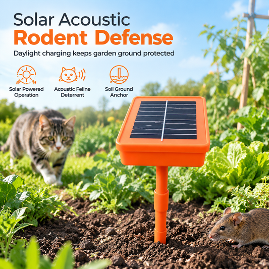 Solar-Powered Rodent Repeller with Cat Meow Sound